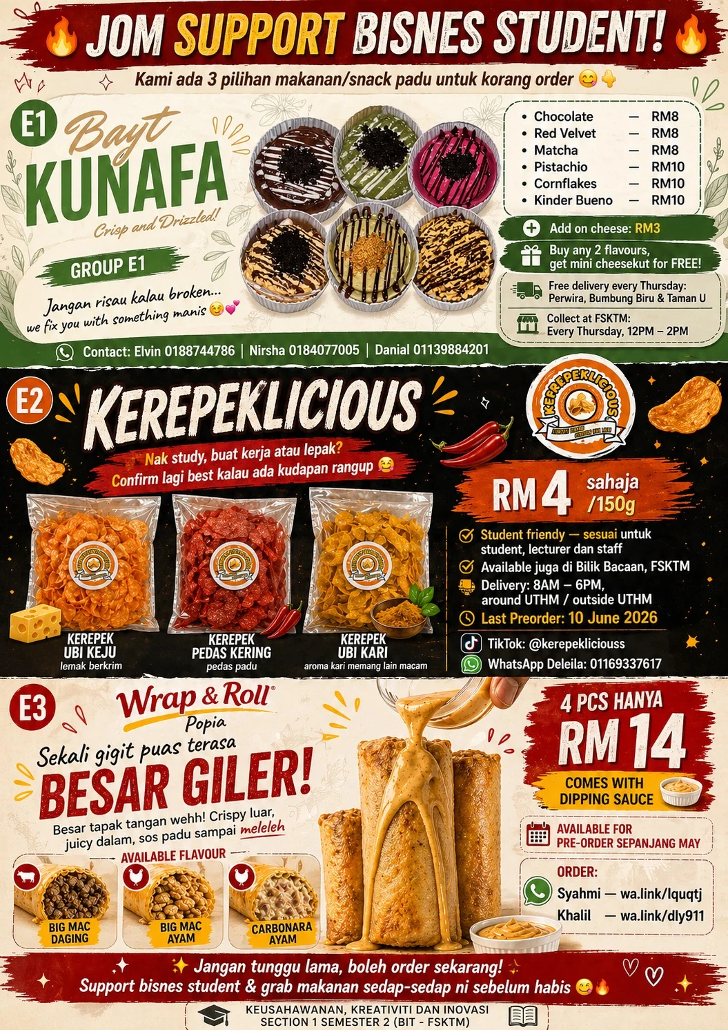 Poster gabungan promosi makanan pelajar